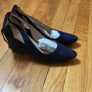 Navy Blue Wedge Heel Shoes